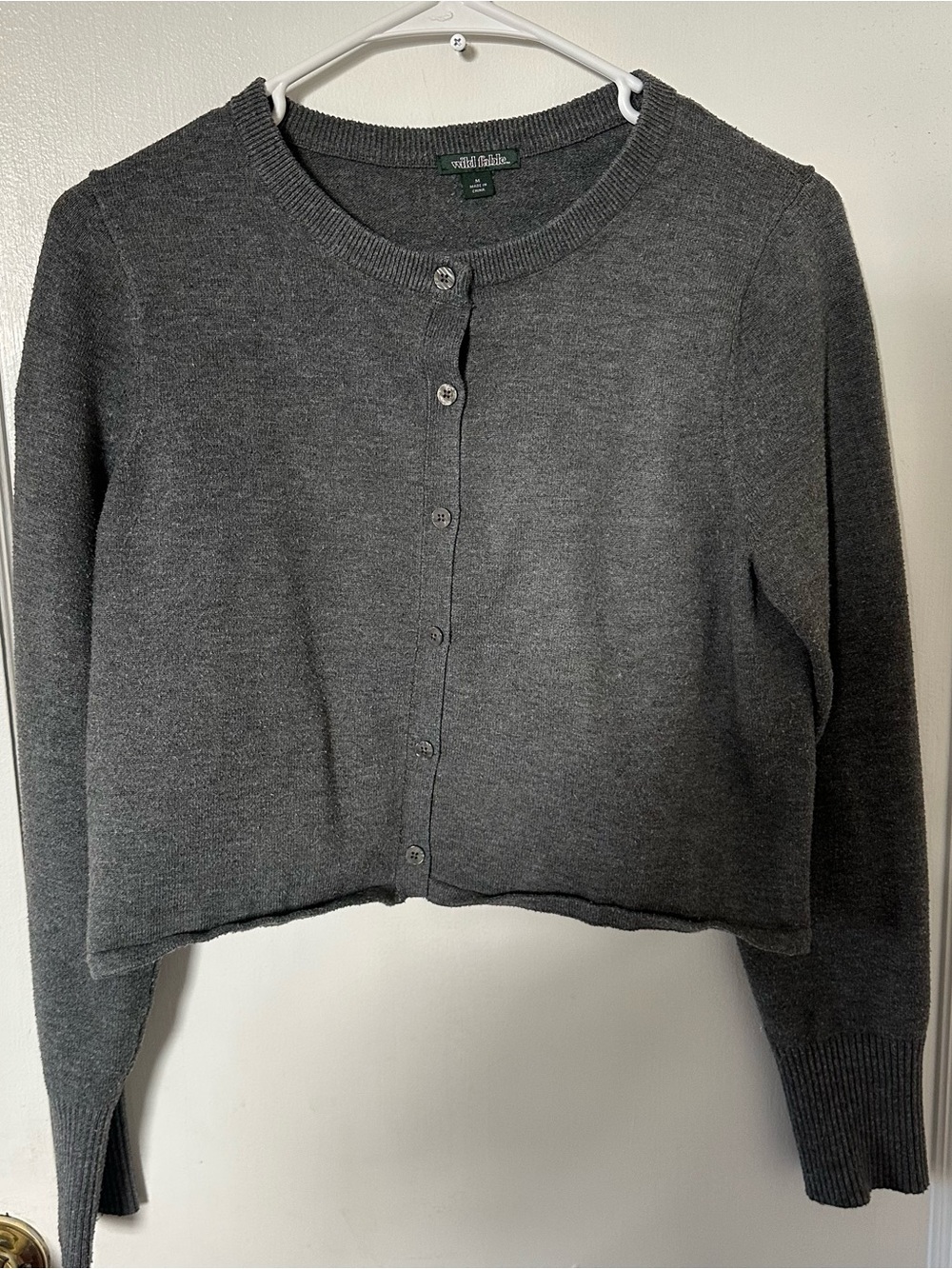 wild fable Dark Gray Button-Up Crewneck Cardigan